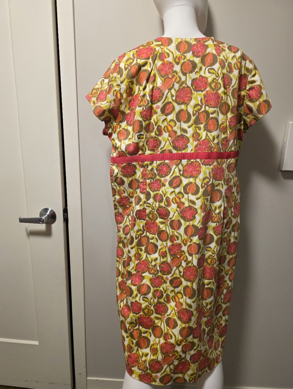BODEN Bright Floral Shift Dress with Pink Trim